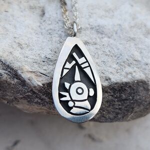 Delfred "Sparks" Masawytewa Hopi overlay pendant with chain